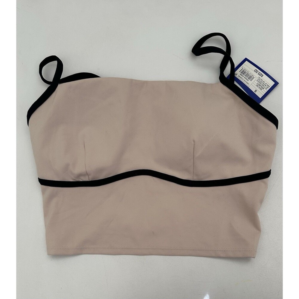 Joy Lab Tan Sports Bra with Black Piping with Adjustable Straps - Small